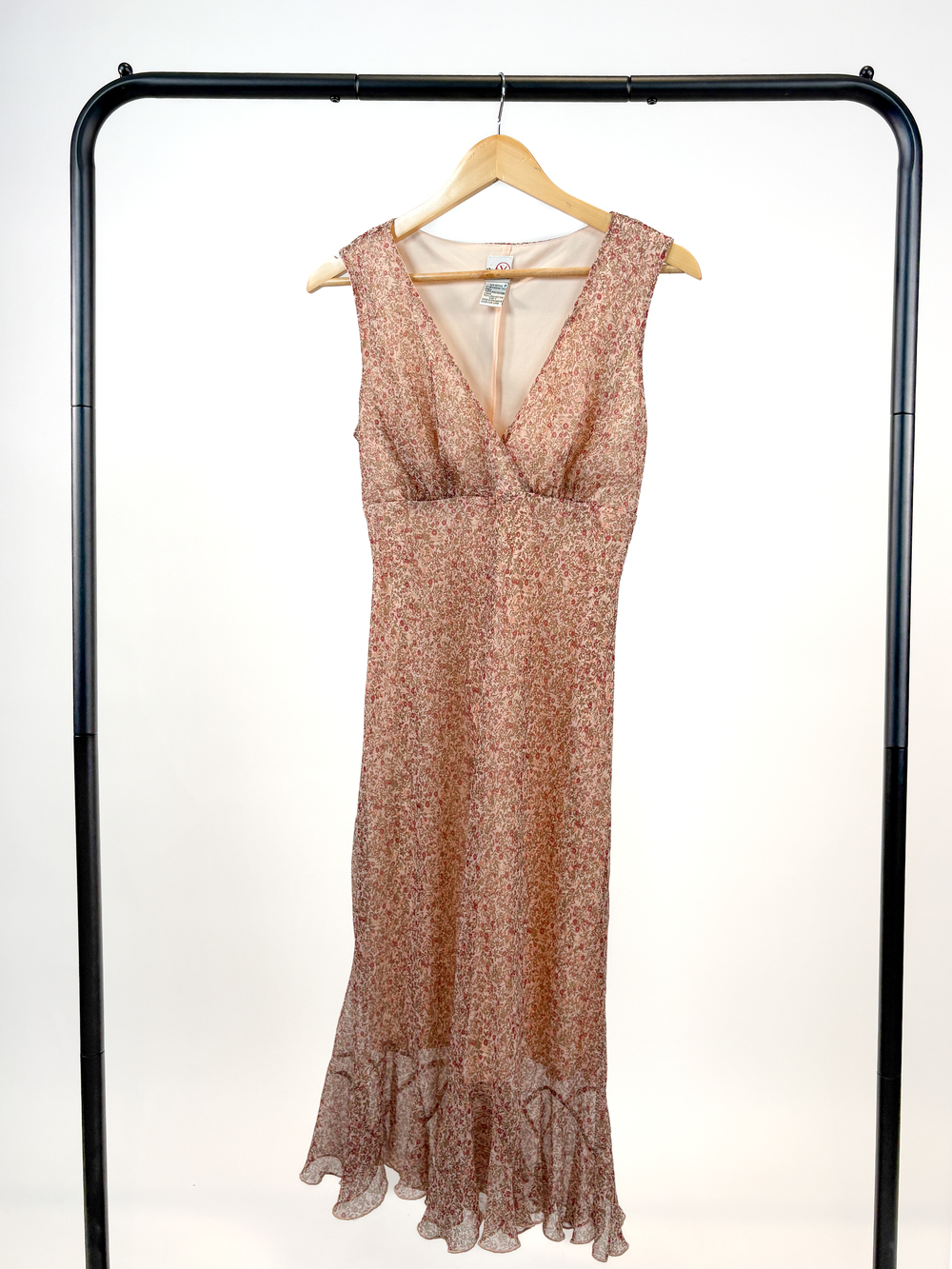 PF-1006 Vintage Studio Y '90s Floral Midi Dress with Ruffle Hem